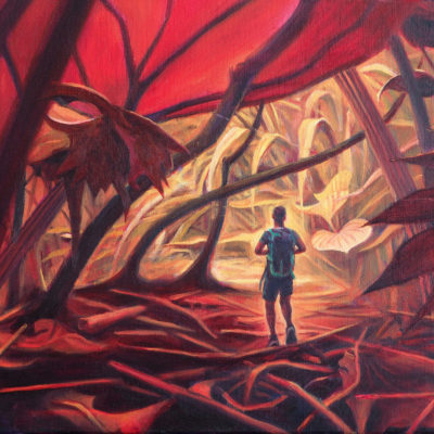 Roter Dschungel#2, Öl/L, 50 x 40, 2024